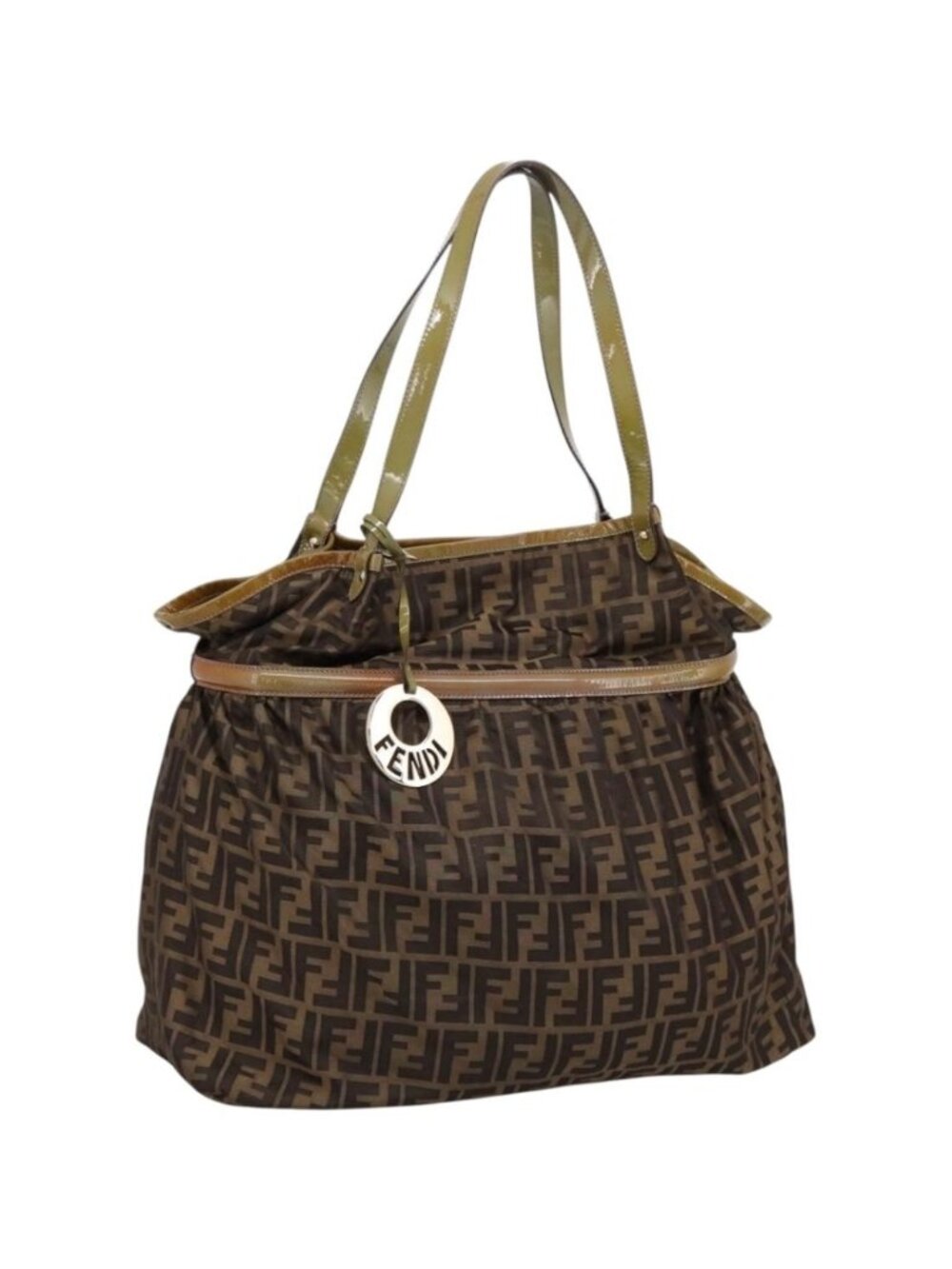 FENDI Zucca Canvas Tote Bag Nylon Brown Black
